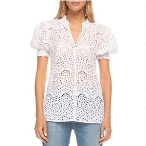 NWT eyelet button-down blouse Robert Graham Mila XS